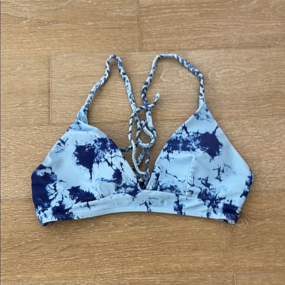 SHEIN Blue Tie-Dye Bikini Top
